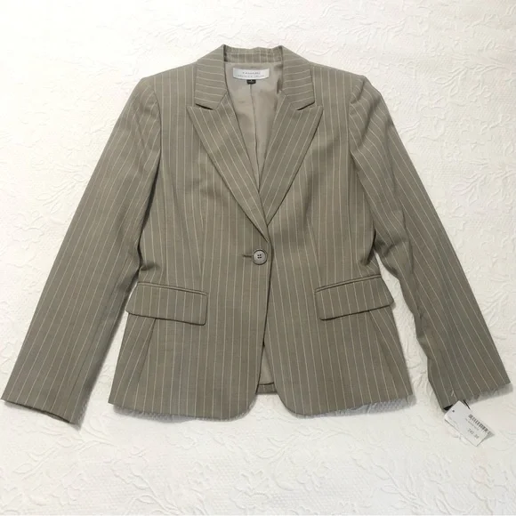 TAHARI Pantsuit NWT Arthur Levine 2PC Striped Jacket & Pant fully Lined Size 8 - Picture 7 of 13